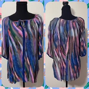 Suzanne Betro Blue and Pink Striped Blouse